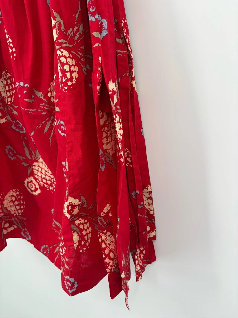 Posse Zina Pineapple Midi Wrap Skirt Red XS Limited Edition 100% Cotton Resort